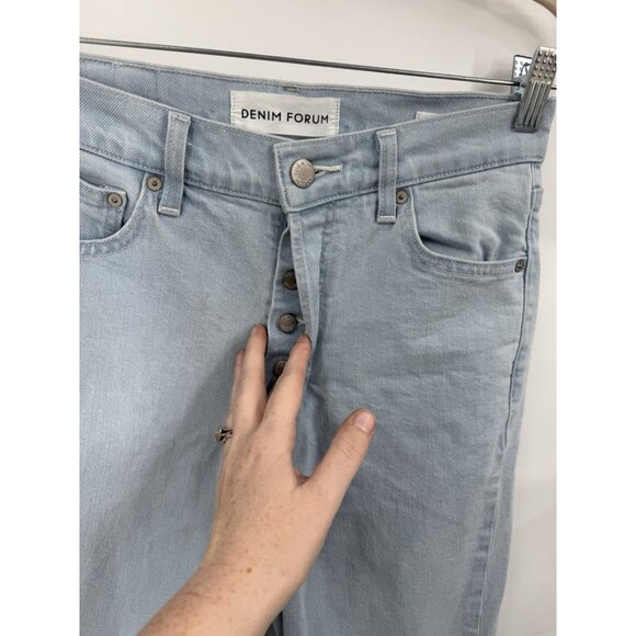 Denim Forum The Arlo High Rise Straight Jeans 28L Women's Size 26 Light Wash - Picture 10 of 12